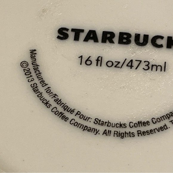 2013 Starbucks Christmas Tall 16oz Coffee Mug Ceramic Handle Red Holiday Design - Picture 7 of 9